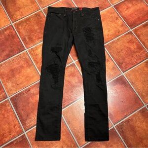 Makobi Men's Black Distressed Stretchy Skinny Jeans